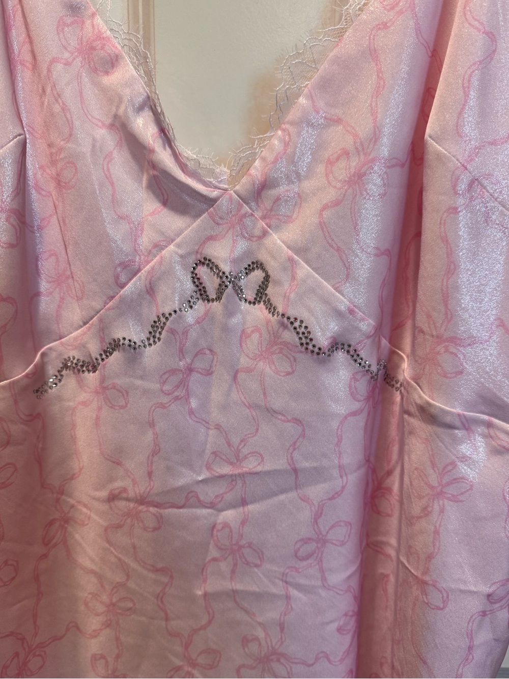PINK Victoria's Secret Baby Pink Satin Lace-Trim Chemise - Picture 2 of 5